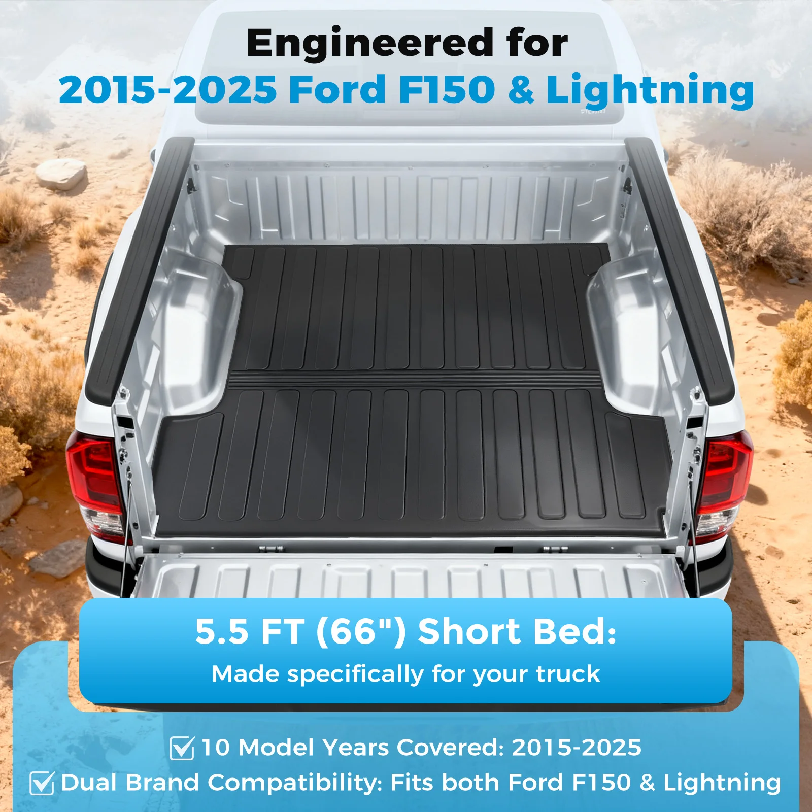 

Для Ford F-150 для грузовика-молния, подкладка для кровати, сверхмощные коврики для багажника, грузовой подкладка из ТПЭ для 5,5 футов. Всепогодная защита транспортных средств