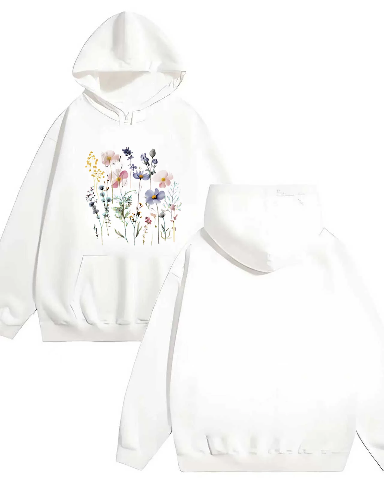 2025 Nueva moda ramo impreso 330G sudadera con capucha de alta resistencia para mujeres casuales adecuada tanto para hombres como para mujeres