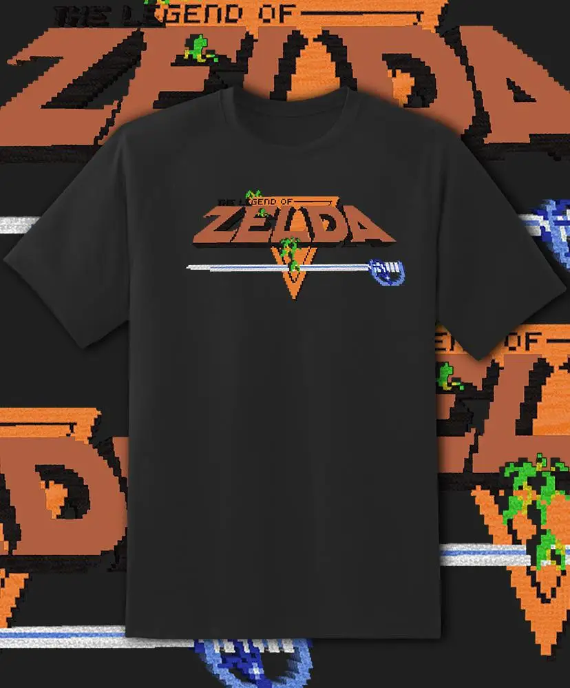 The Legend of Zelda Retro Pixel Logo T-shirt Master Sword Graphic Tee Men Women Game Fans Casual Short Sleeve Tops