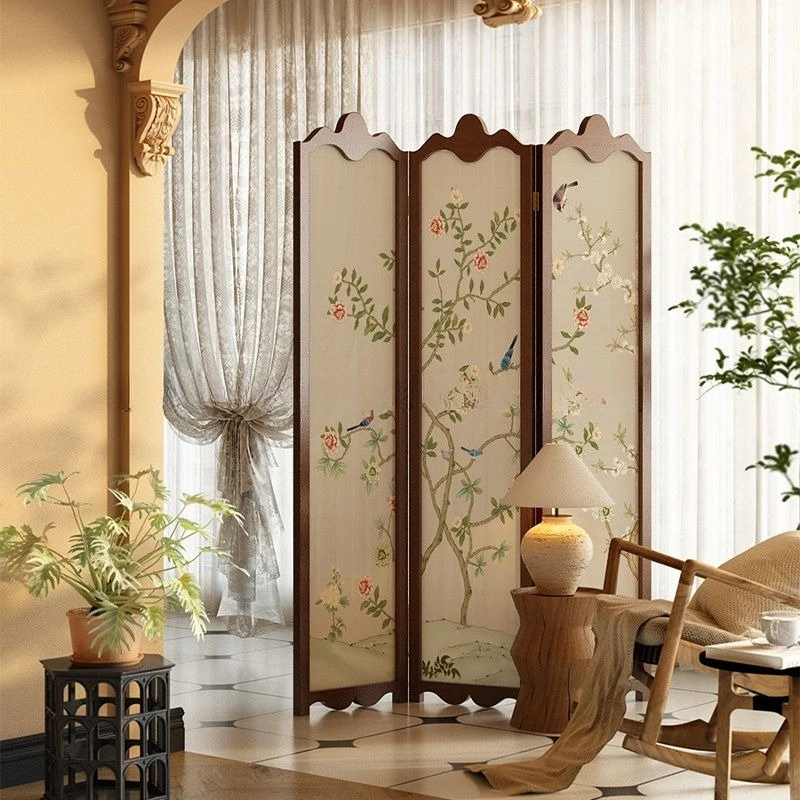 Flower and bird screens partition the living room folding and moving, bedroom home clothing live broadcast background decoration