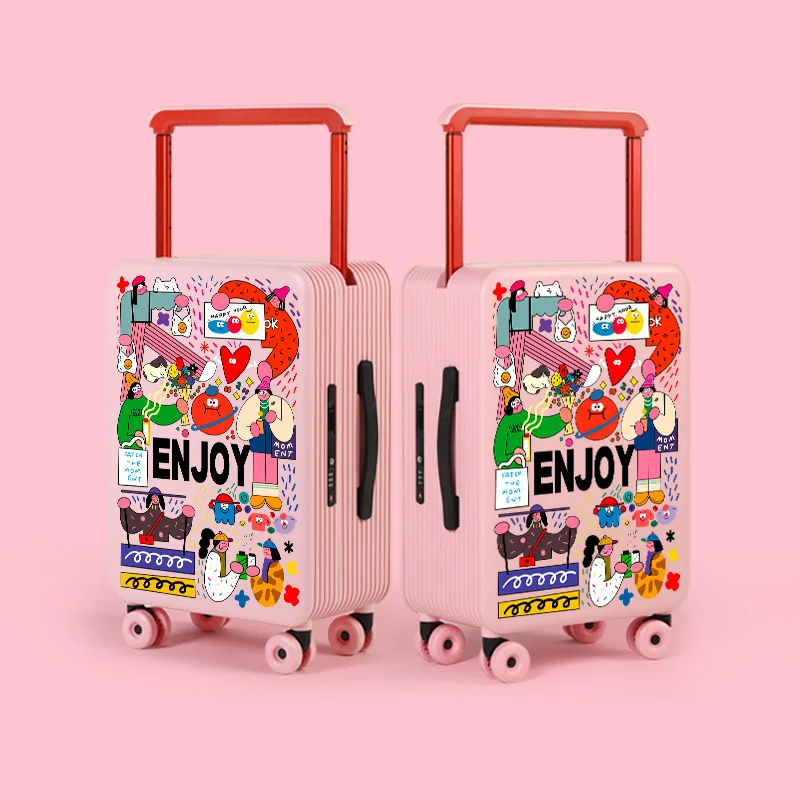 حقيبة KLQDZMS للرجال مقاس 20 بوصة 24 بوصة 26 بوصة صندوق الصعود ABS + حقيبة تروللي بعجلات للطلاب صندوق كلمة المرور حقيبة سفر نسائية