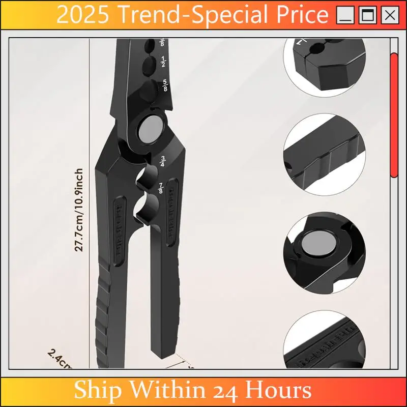 AA64 Copper Tube Rounder, Manual Pipe Rounding Plier With 6 Hole Design, Flat Tube Repair Plier, Copper Benders Tool