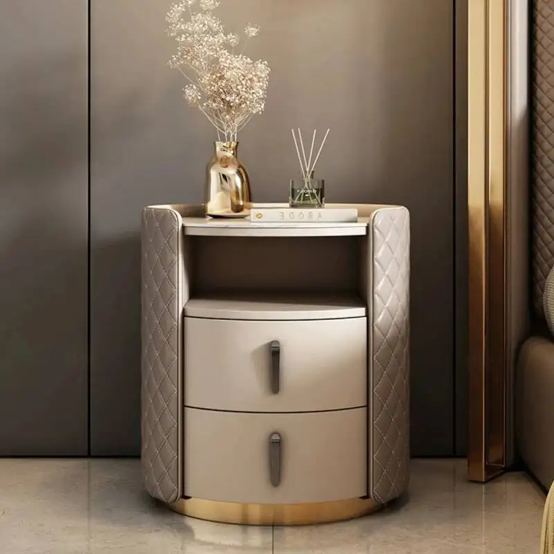 

Trendy Storage Modern Unique Economic Nightstand Aesthetic Luxury Simple Leather Trendy Muebles Para Cuarto Bedroom Furniture