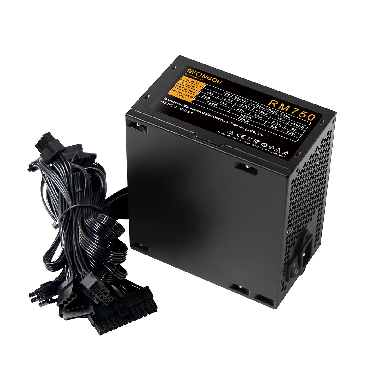 IWONGOU RM 750W PC Netzteil Netzteil Schwarz Gaming Leiser 120mm Lüfter 24pin 12V ATX Desktop-Computer Netzteil für BTC