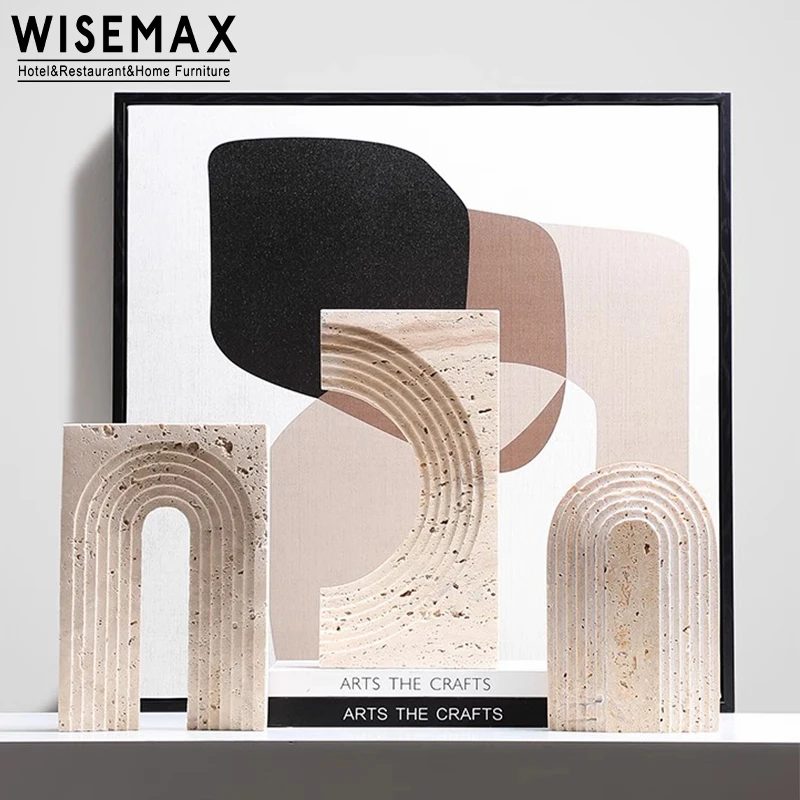 Мебель WISEMAX в стиле ваби-саби: Простой арочный декор для гостиной, мебель для виллы, украшения для дома из мрамора и травертина