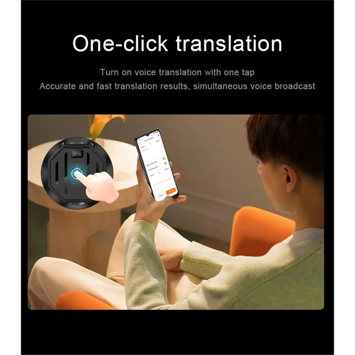 Promotion AI Translator Recorder Photo Translation App Simultaneous Interpretation is Compact, Portable, and Private.