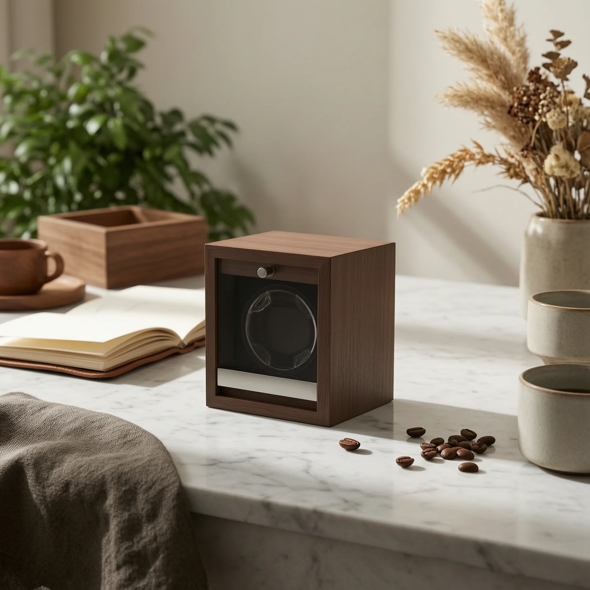 Automatic Watch Winder Space-Saving Watch Winder with Glass Door Rotating Lighted for Professionals, Bedroom, Dressing Room