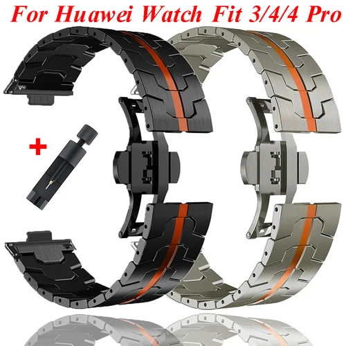 Imagen 1 del producto Correa de reloj de Metal para Huawei Watch Fit 4 Pro 3, pulsera de acero inoxidable, pulsera de negocios de lujo para Huawei Fit3 Fit4, accesorios