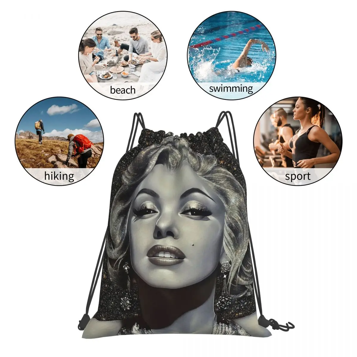 حقائب ظهر مارلين مونرو برباط أنيق وحقائب أحذية وحقائب كتب للمدرسة للرجال والنساء