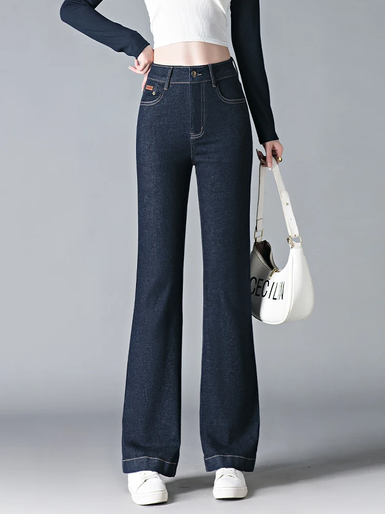 

High Waist Slimming Denim Blue Bell Bottom Pants Women's Spring Autumn 2026 New Style American Straight Leg Jeans