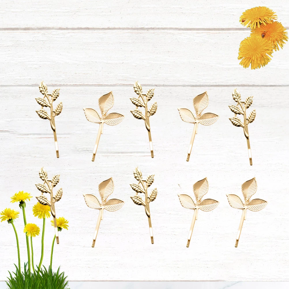 

10pcs Leaf Hair Clips Alloy Material Durable Comfortable Women Barrette Hairstyle Wedding Party Photography Show Hair