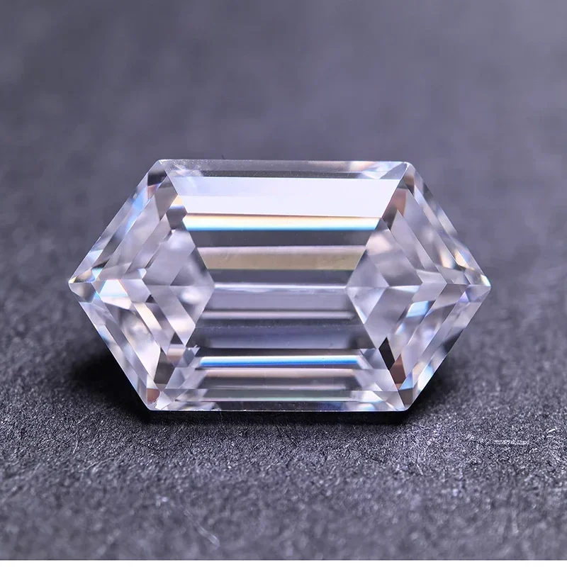 

Moissanite Stone Long Hexagon Shape White Color Special Cut Charm Bead for DIY Jewelry Making Rings Selectable GRA Cert