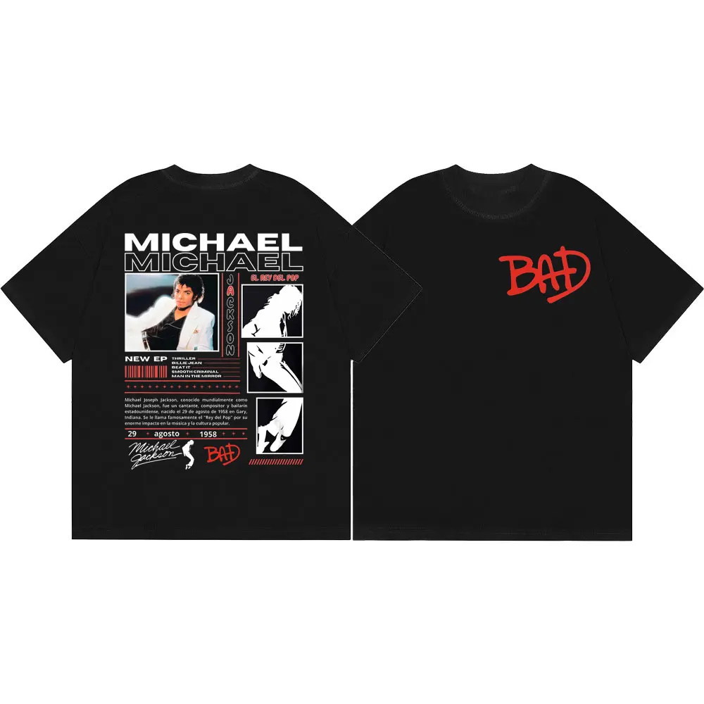 Rock Singer Michael Jackson Merch T-shirt 90's Classics Fashion Vintage Short Sleeve T-shirts Men Women Casual Cotton T Shirt