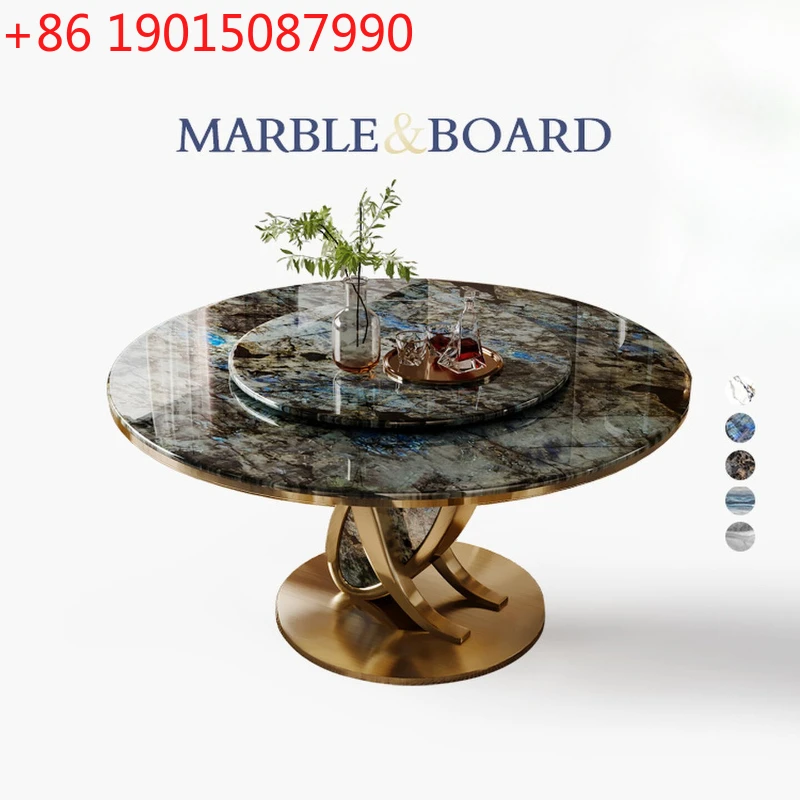 

Light luxury marble round dining table supercrystalline stone microcrystalline stone household light luxury high-end