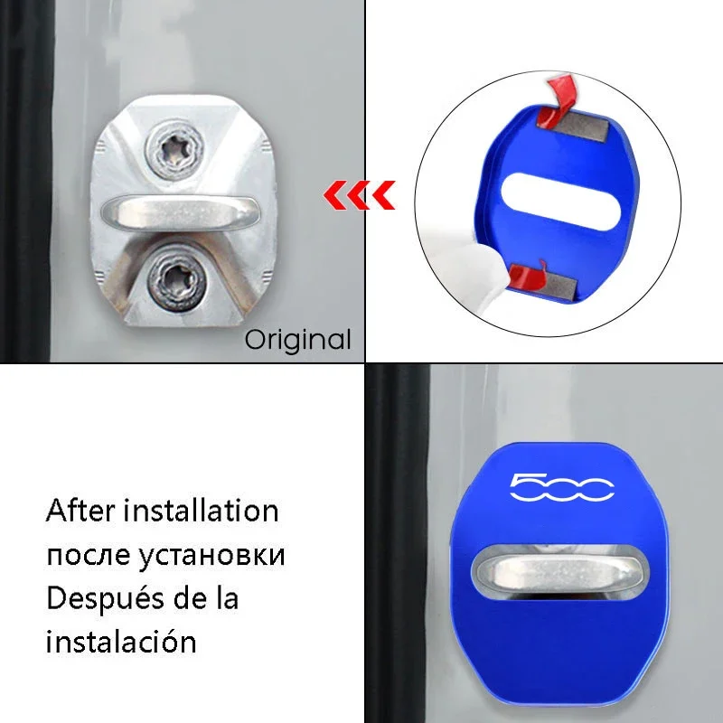 4pcs Car Door Lock Cover Auto Protection Case For Fiat 500 60th Anniversary 120 Anniversary 500C 500E 500L 500S 500X Riva Tubro