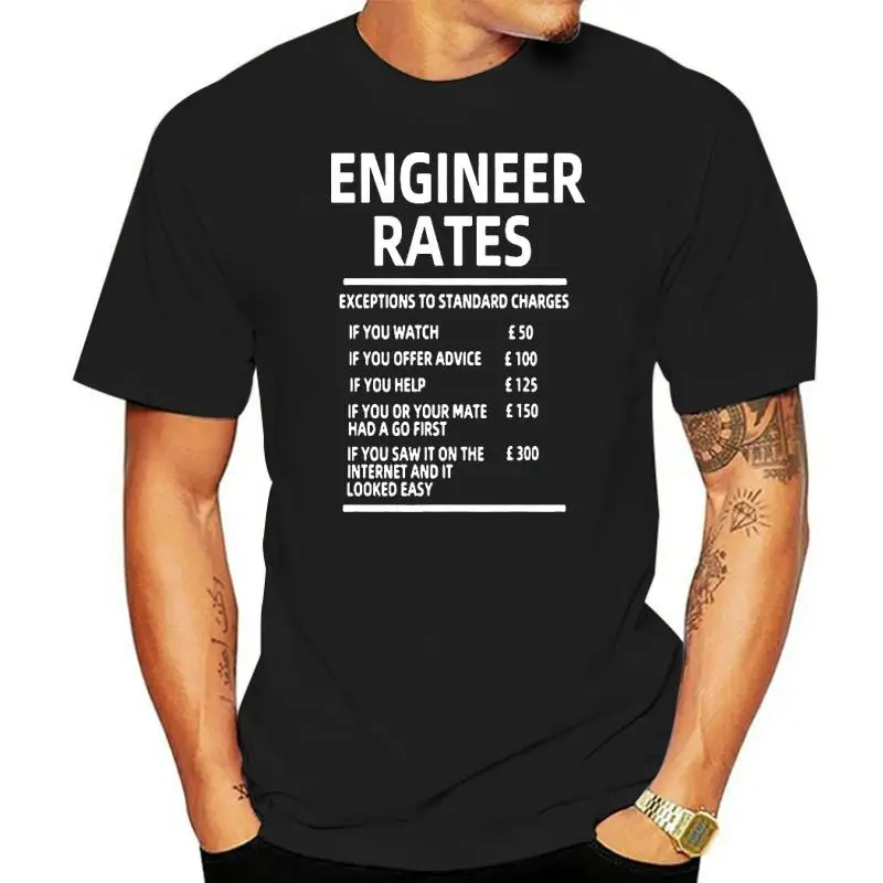 Funny Engineer Labour Rates T-Shirt Mens Short Sleeves Oversized Streetwear Cool Daddy Programmer Computer Graphic T Shirts