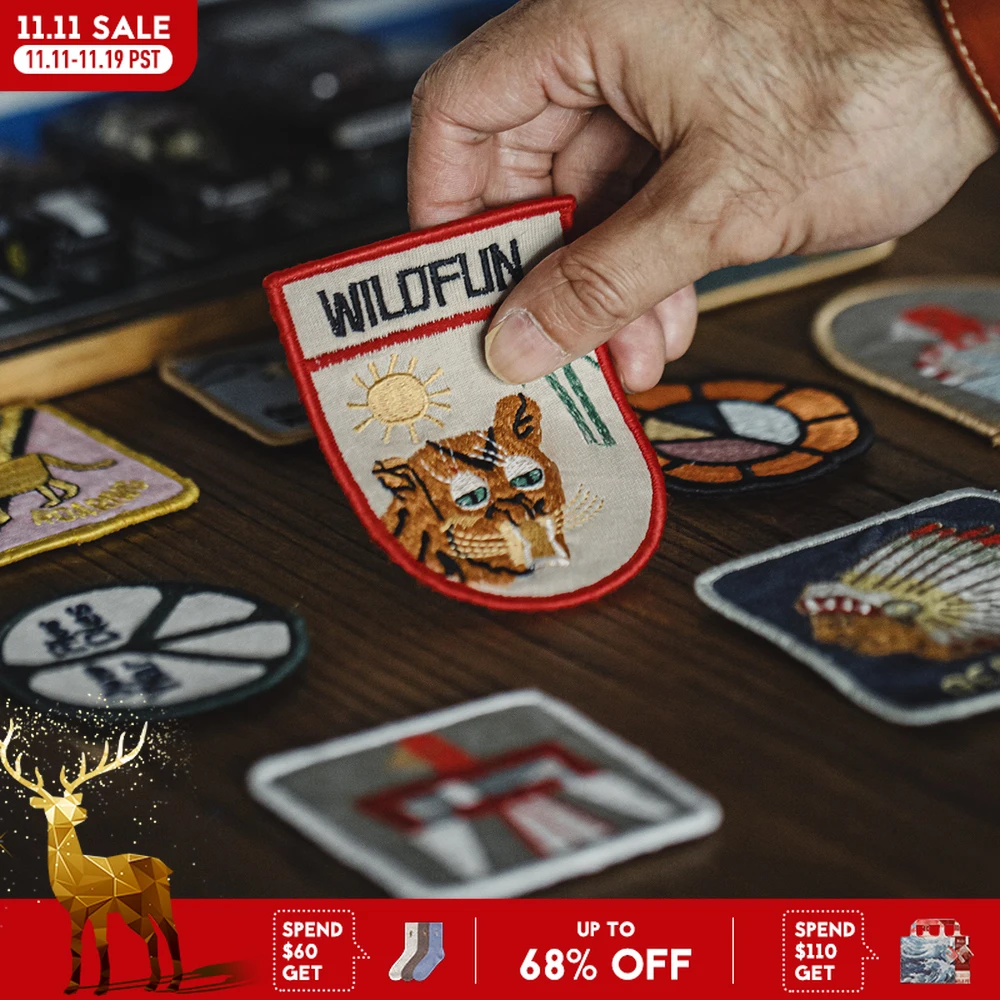

Maden Vintage Embroidered Stick-on Patches Funny Applique Badges Chest Pins Versatile Decorations for Jackets Bags