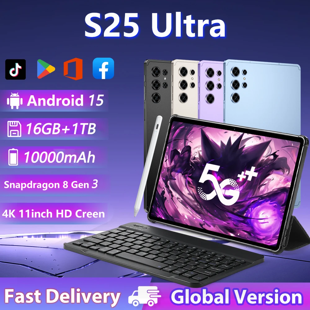 

Планшет Pad 25 Ultra 10.1 дюйма, Android 15, 16 ГБ+1 ТБ, две SIM-карты, 10000 мАч, процессор Snapdragon 8 Gen3, Wi-Fi+GPS