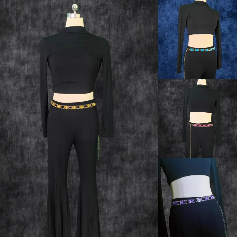 customized Belly Dance belt Colorful Diamond Waist Chain Skirt Waist Chain Versatile High End Oriental Dance Waist Accessories