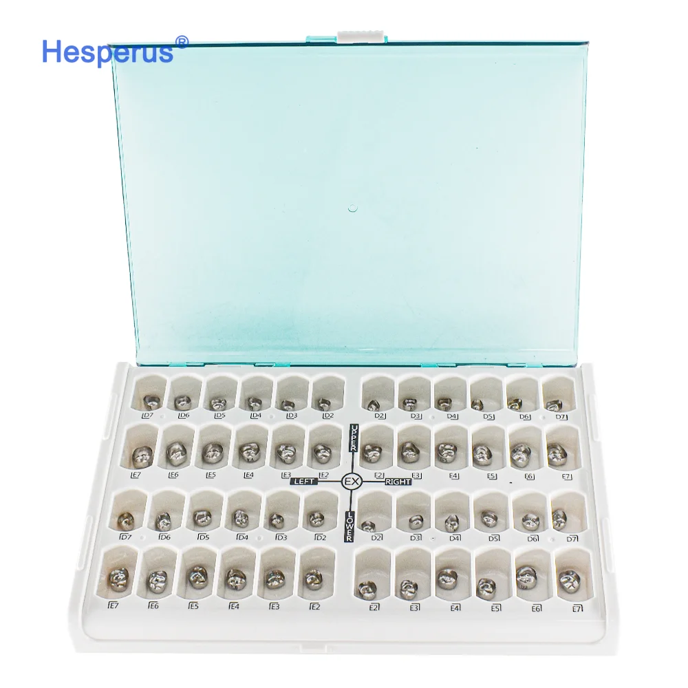 48pcs/box Den tal Kids Crown Medical Stainless Steel Primary Molar Crown Temporary Crowns denti stry Orthodontic Materials