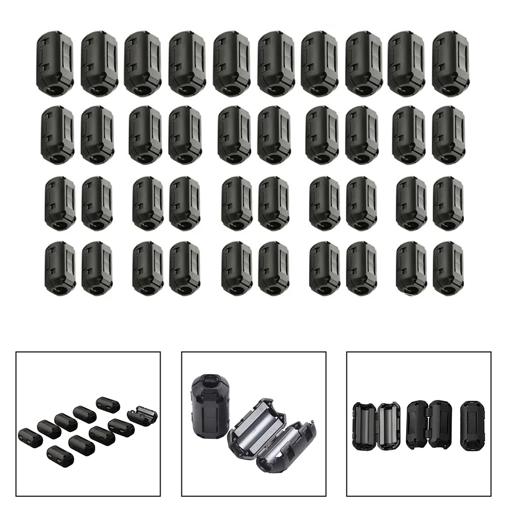 40pcs Ferrite Cores Noise Suppression Filter Ring Clips On Wire For RFI Cable Ferrite Cores Noise Suppression Filter Ring Clips