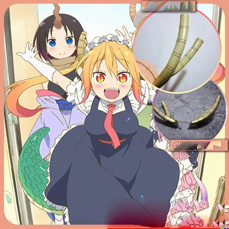 25COSAnime Miss Kobayashi's Dragon Maid Tohru Ilulu Iruru Kanna Kamui Cosplay horquillas de cuerno de dragón accesorios para la cabeza de Halloween