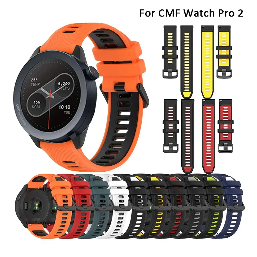 Sports Silicone Strap for CMF Watch Pro 2 Quick 22mm Breathable Wrist Wristband for CMF Watch Pro Accessories