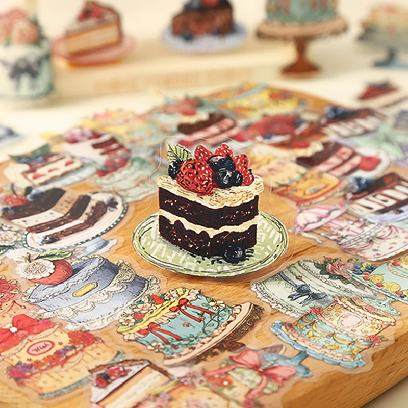 Vintage Cake Sticker Pack, Perfect for Creating Sweet Atmosphere Works, Versatile Creative Collage Material for Multiple Scenes