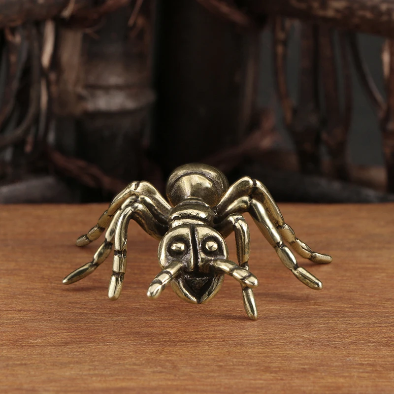 1Pc Vintage Brass Ant Small Ornament Crafts Copper Carved Insect Tea Pet Cute Home Decorative Figurines Gifts