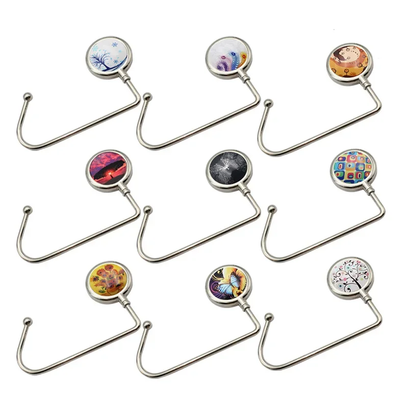 Creative Portable Metal Foldable Bag Purse Hook Handbag Hanger Purse Hook Handbag Holder Shell Bag Folding Table Hooks Hangers