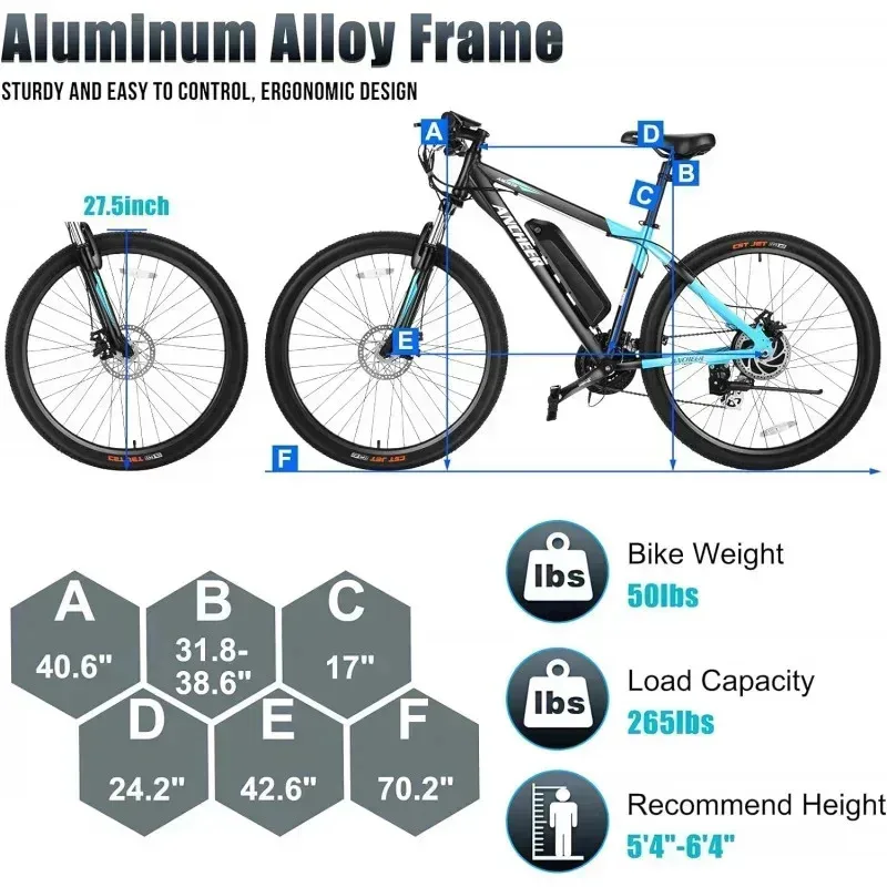 QAZ8-Hummmer دراجة كهربائية للبالغين 27.5 بوصة الذروة 750 واط دراجة جبلية كهربائية/Ebike.3 ساعات شحن سريع. 55 ميل دراجة كهربائية # ر #6
