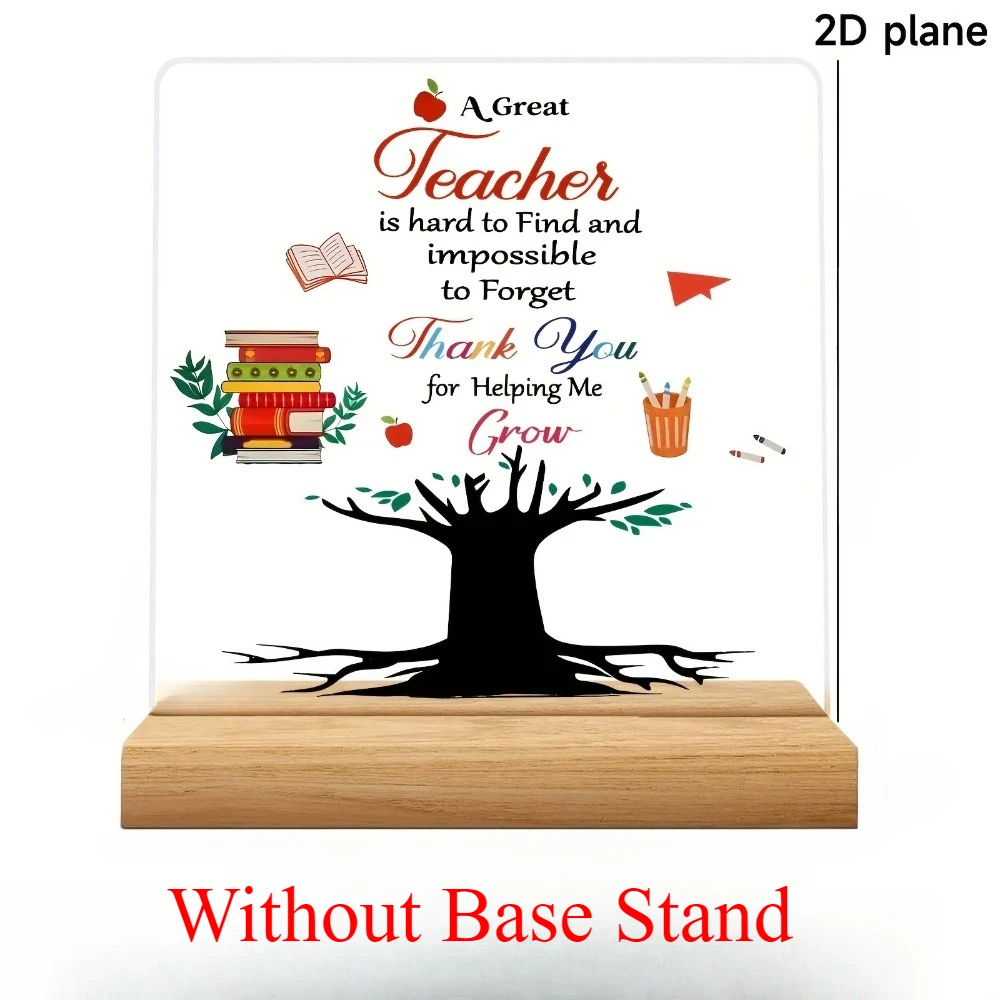 Without Base Stand Acrylic Teacher Appreciation Sign with Stand - Graduation Gift, Thank You Plaque, Desk Decor for Students