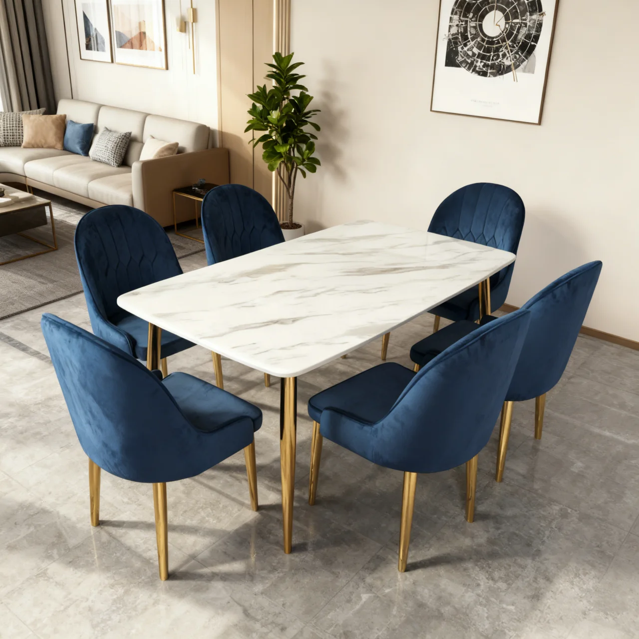 

Modern Marble Dining Table Set For Home Office And Living Room