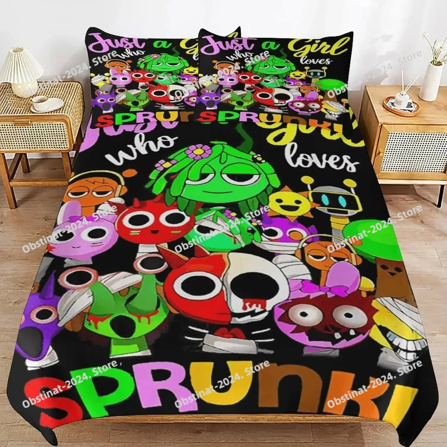 

Game Sprunki Bedding Sets For Kids Boys Girls New 3d Printed Bed Cover Comforter Duvet Cover Pillow Case Bedroom Decoration