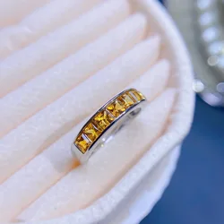 Jewelry 100% Natural Citrine Ring 3*3mm Yellow Citrine Ring 925 Silver Natural Citrine Jewelry for Party
