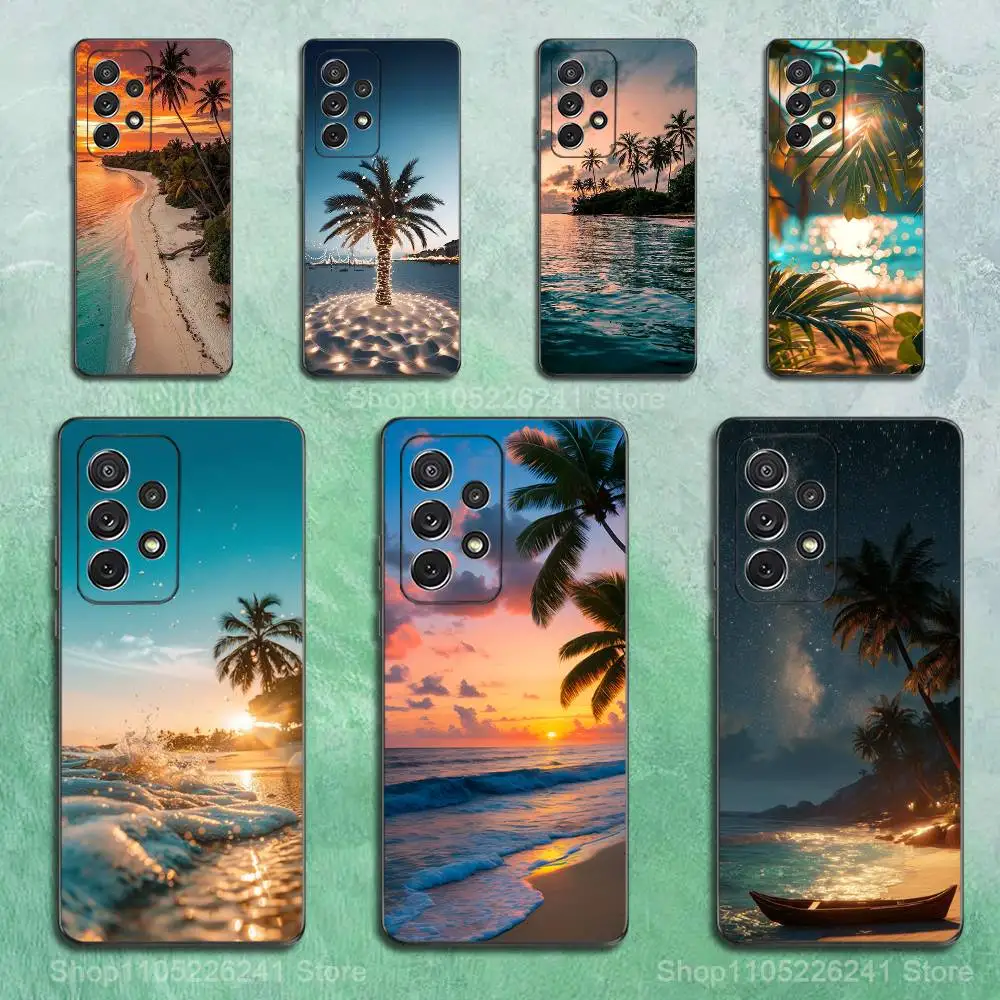 

Beach Night landscape Case For Samsung S23,S25,S20,S10,S9,S21,S24,S22,Ultra,FE,Plus,Lite,Soft Silicone Black