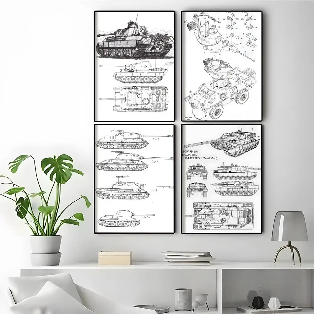 Tank Hand Drawing Trendy Room Setup Boyfriend Present Idea Couple Room Decor Poster