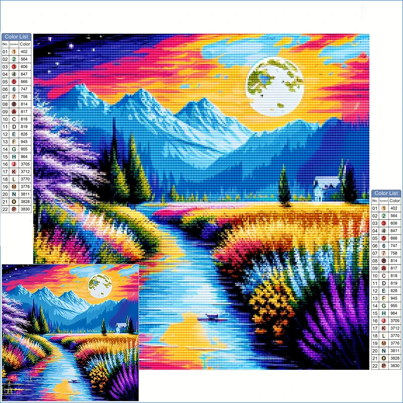 

Diamond Painting Kits New Arrivals Lavender Field Mountains Scenic Jewelry Cross Stitch Productos Arts And Crafts Adults Gifts