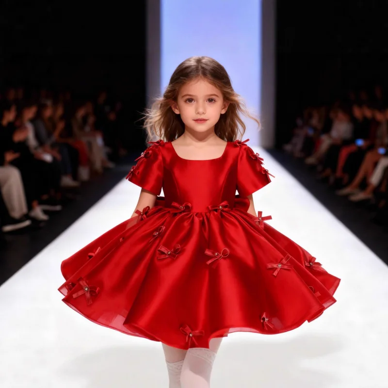 

insPink Girls' Dress Children's Catwalk Performance Dress fashion Princess Dress Dress