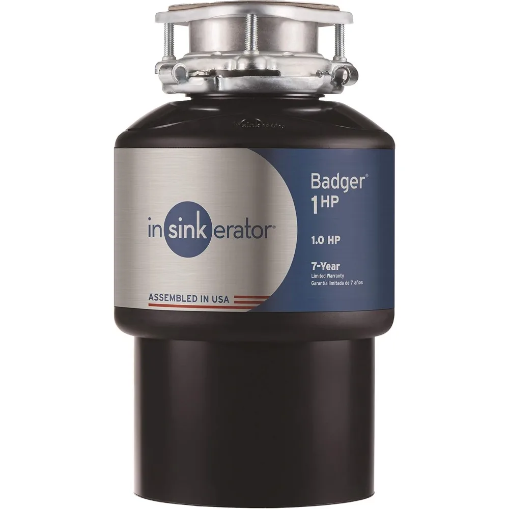 Garbage Disposal, Badger 1 HP, Power Series, 1 HP Continuous Feed,Black