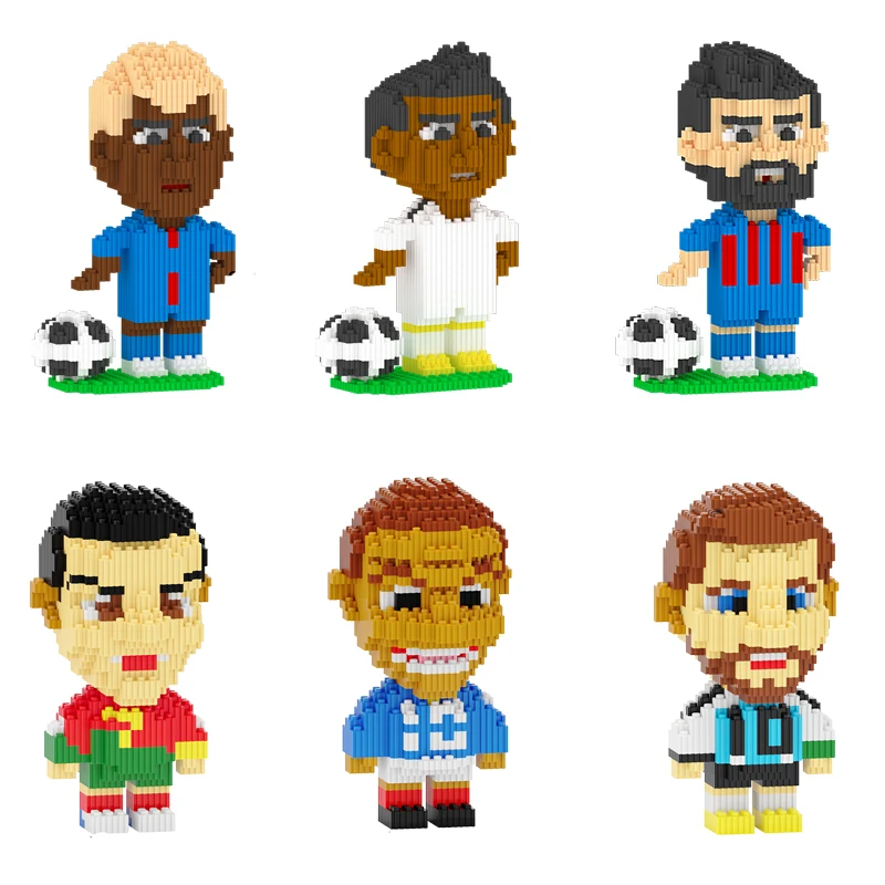 Estrela de futebol personagem série modelo pequenas partículas blocos de construção crianças quebra-cabeça blocos de construção brinquedo presente