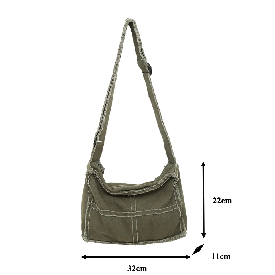 Bolso grande de lona para mujer, bandolera cruzada de hombro, informal, Vintage, ecológico, coreano, Y2K, 2023