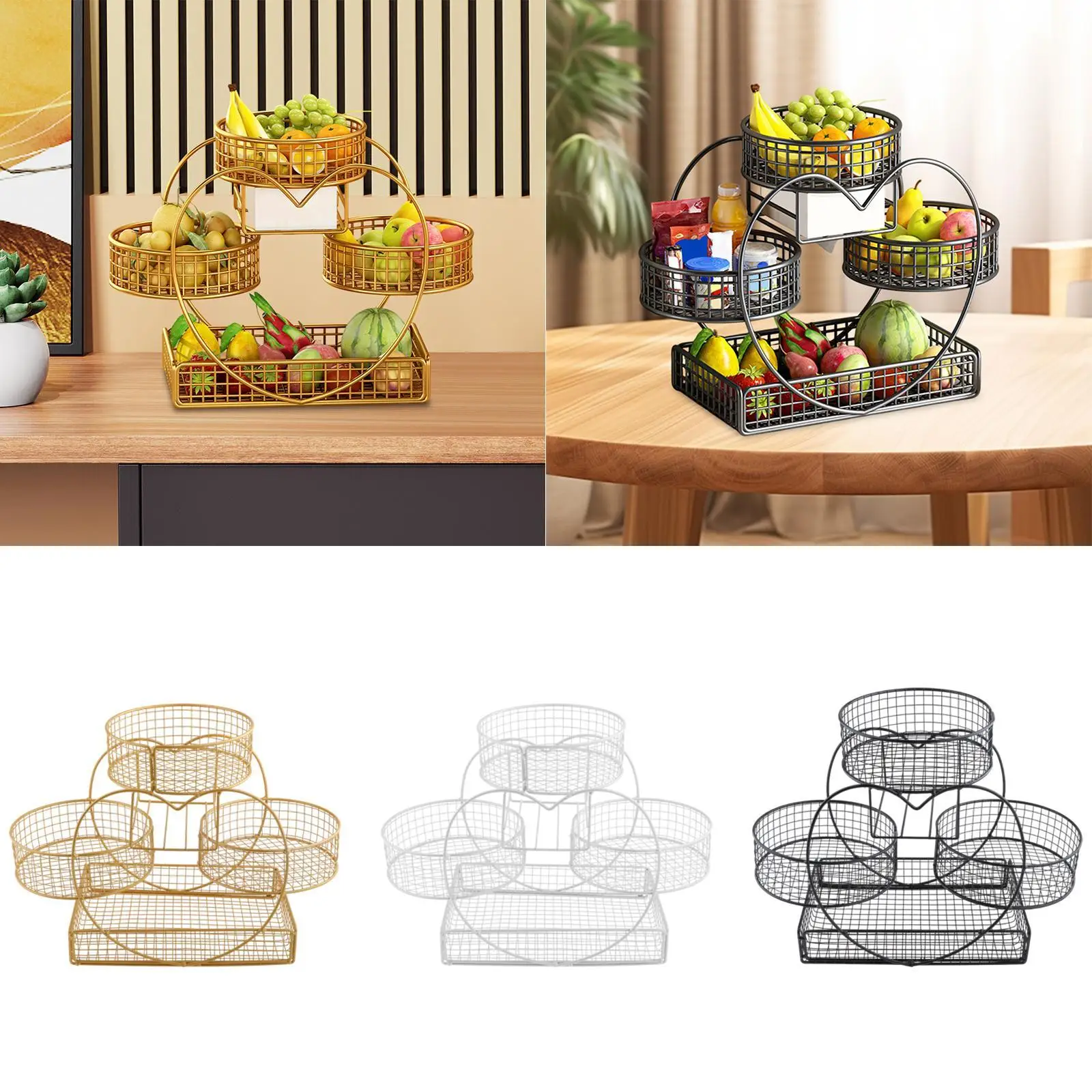 Fruit Basket Multiuse Kitchen Countertop Rack for Veggie Storage Vegetable