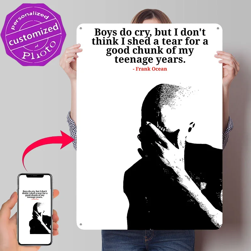 Frank Ocean Quote Portrait Metal Poster Perfect Gift for Fans Lovers Customized Wall Art Metal Sign for Modern Home Decoration