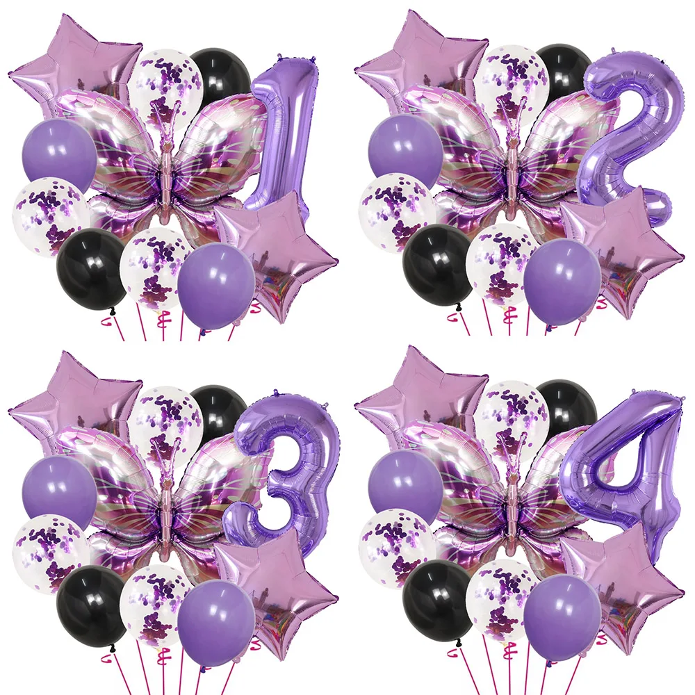 Butterfly Balloons 5th Birthday Decor for Girls Purple Butterfly Balloons for Butterfly Themed Party Wedding Birthday Decors