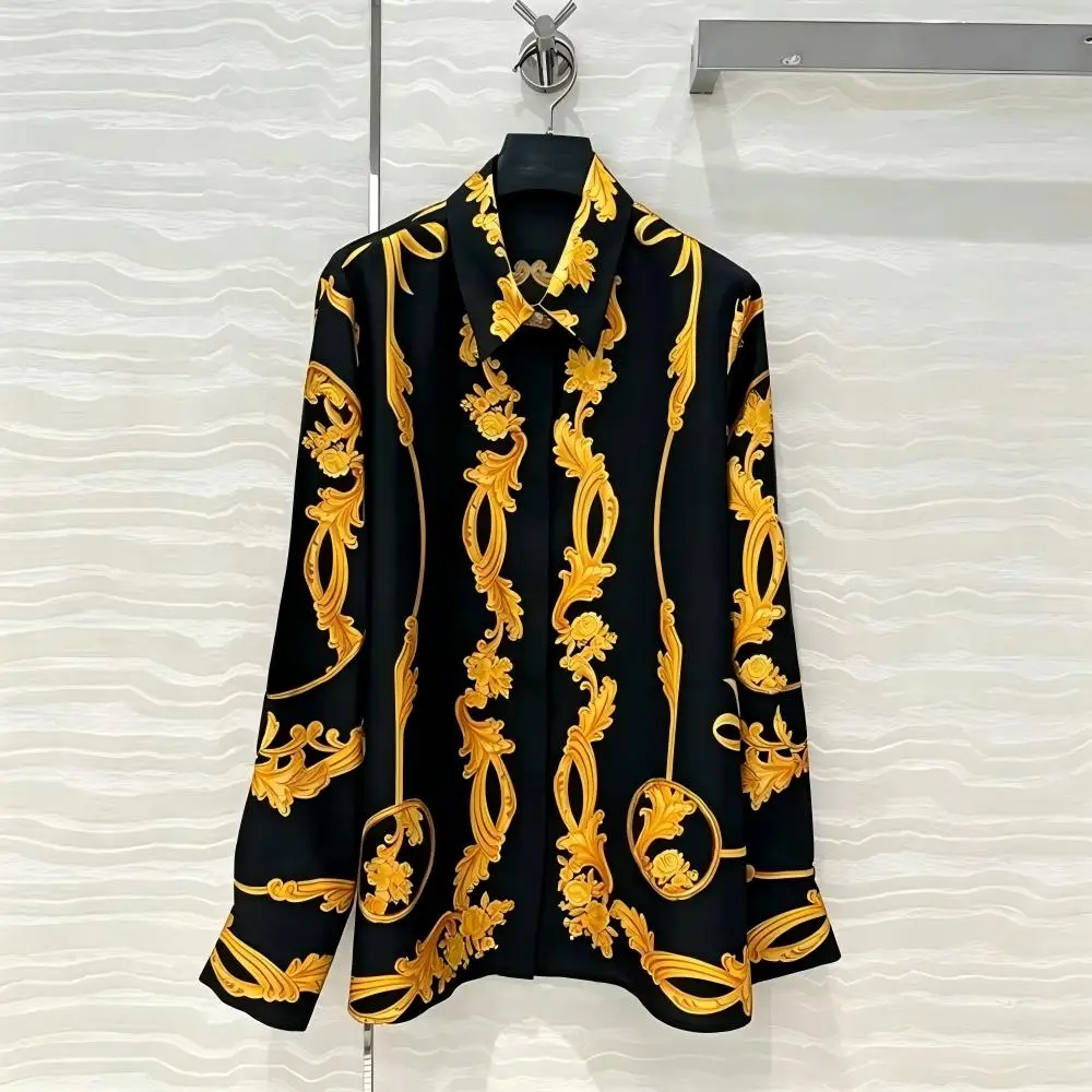 Men's Satin Printed Shirt  Trendy And Fashionable  With 14 Different Pattern Choices