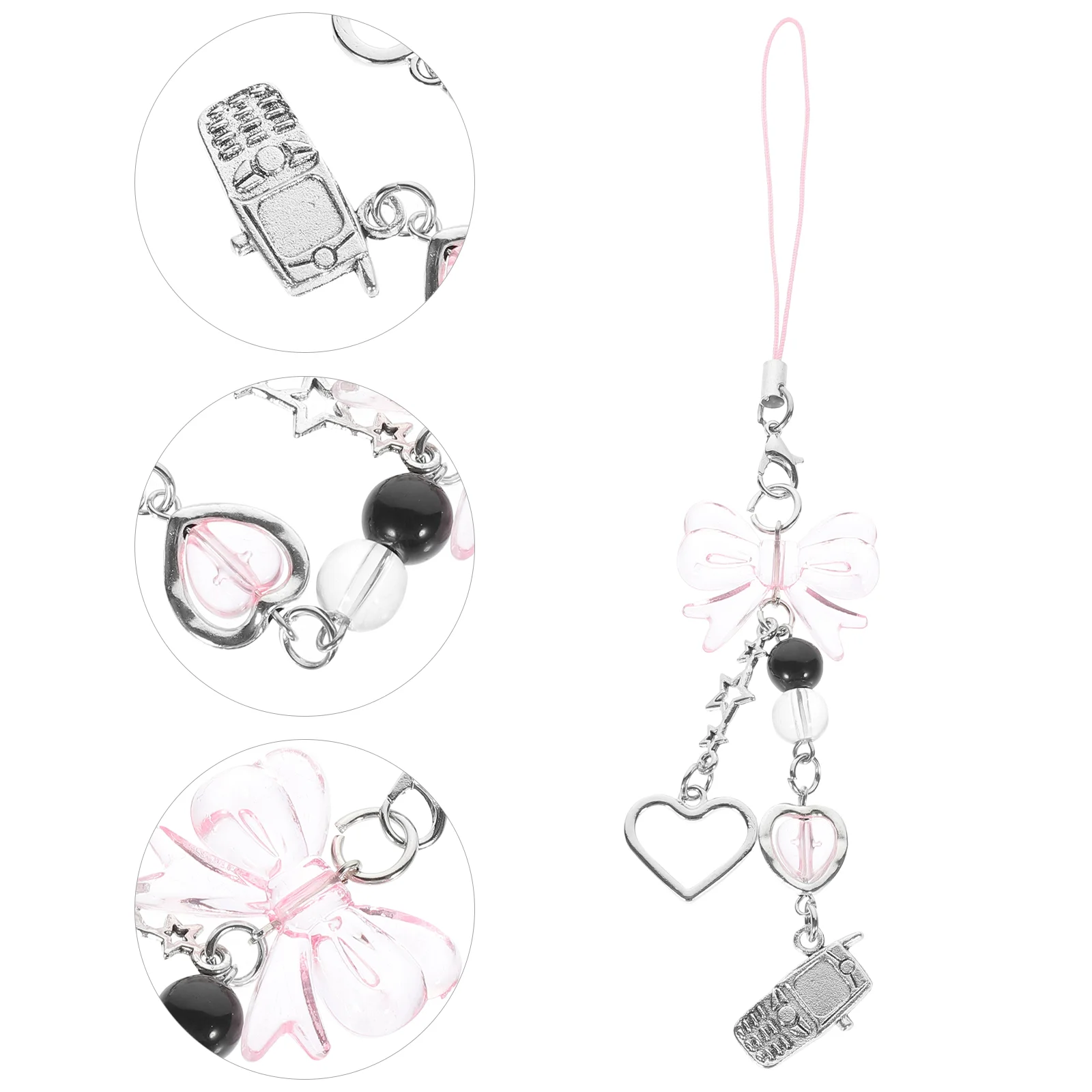 

Bow Mobile Phone Chain Charm Lanyard Charms Lanyards Star Cute Case Chains and Strap Small for Miss
