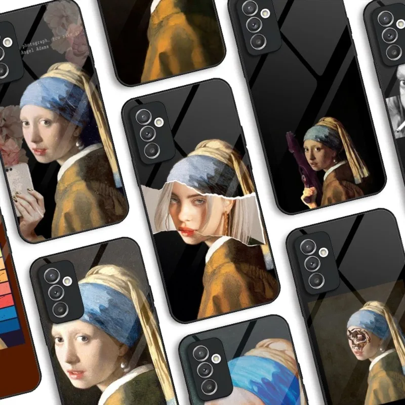 Girl With A Pearl Earring Vermeer Phone Case Glass For Samsung A52 A51 A22 A12 A32 A42 S22 S21FE S20 Ultra Note 20 10 Pro Plus