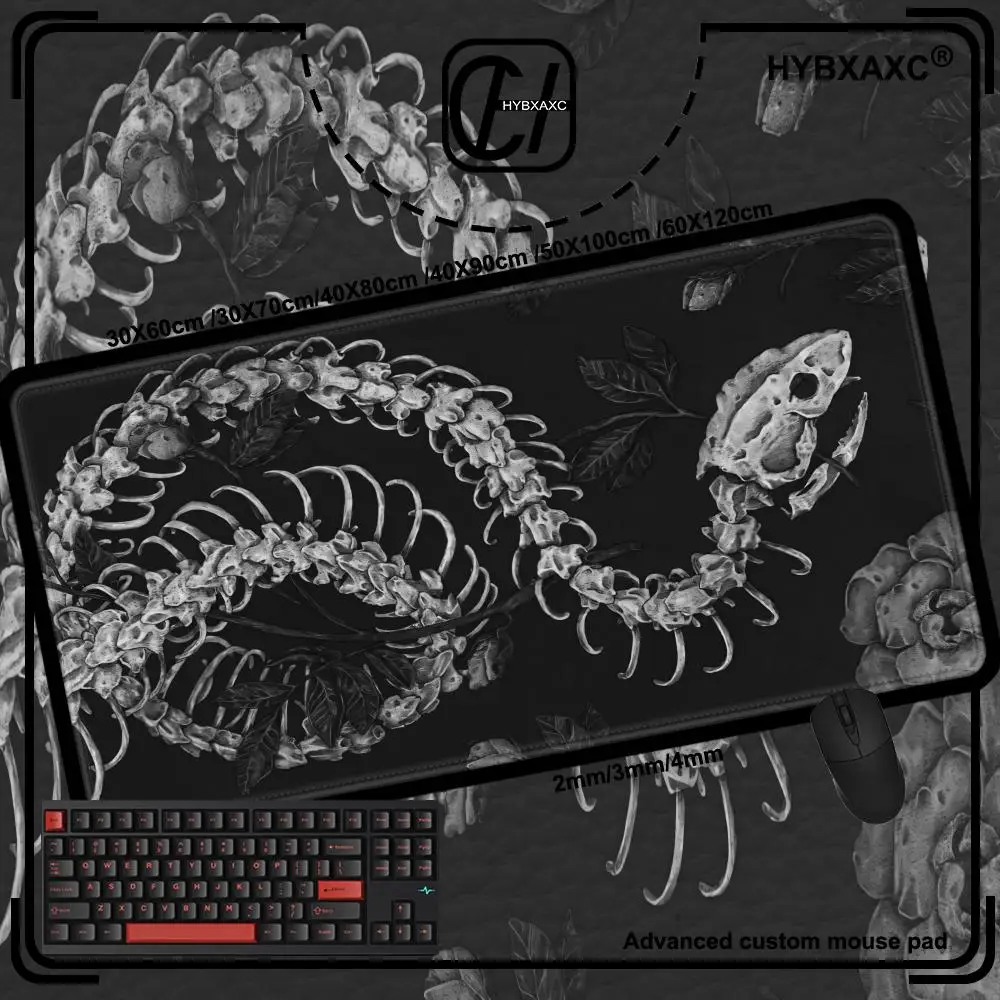 

Mouse Pad Gamer Cool Snake Skull Aesthetic Art XL New HD Mousepad XXL Mouse Mat Natural Rubber Desktop Mouse Pad Large 90x40cm