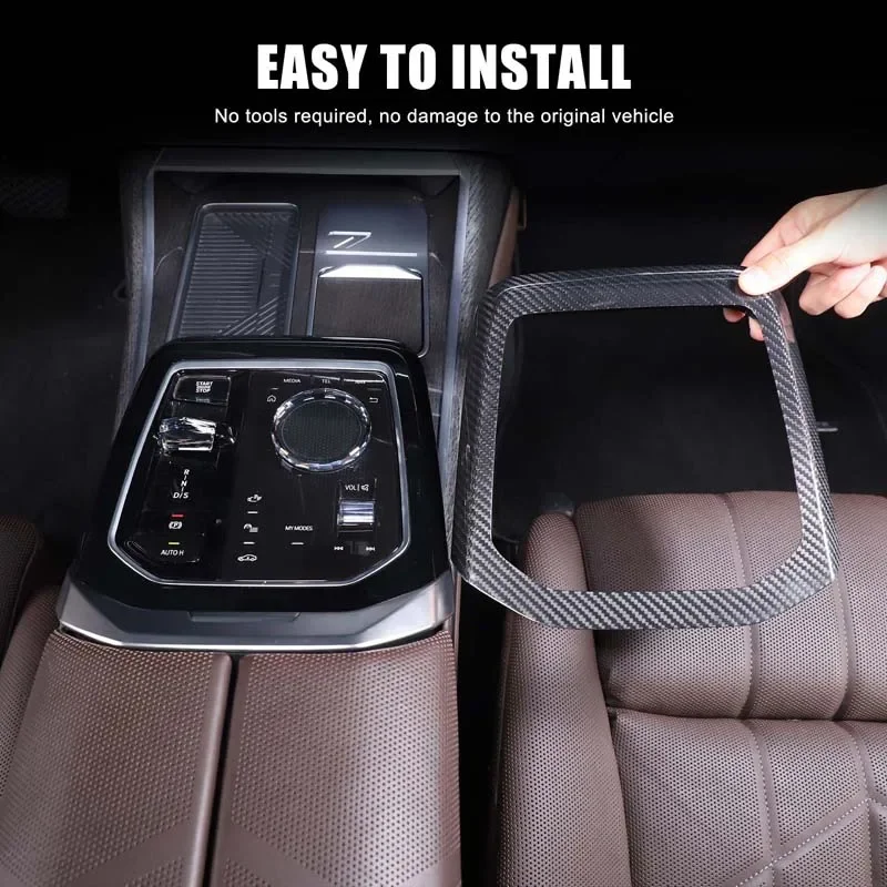 

1Pcs Real Carbon Fiber For BMW 7 Series G70 2023-2025+ Car styling car central control gear frame decoration sticker accessories